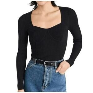 Madewell Wide Rib Long Sleeve Corset Lightweight Sweater Top US Women's XXS New